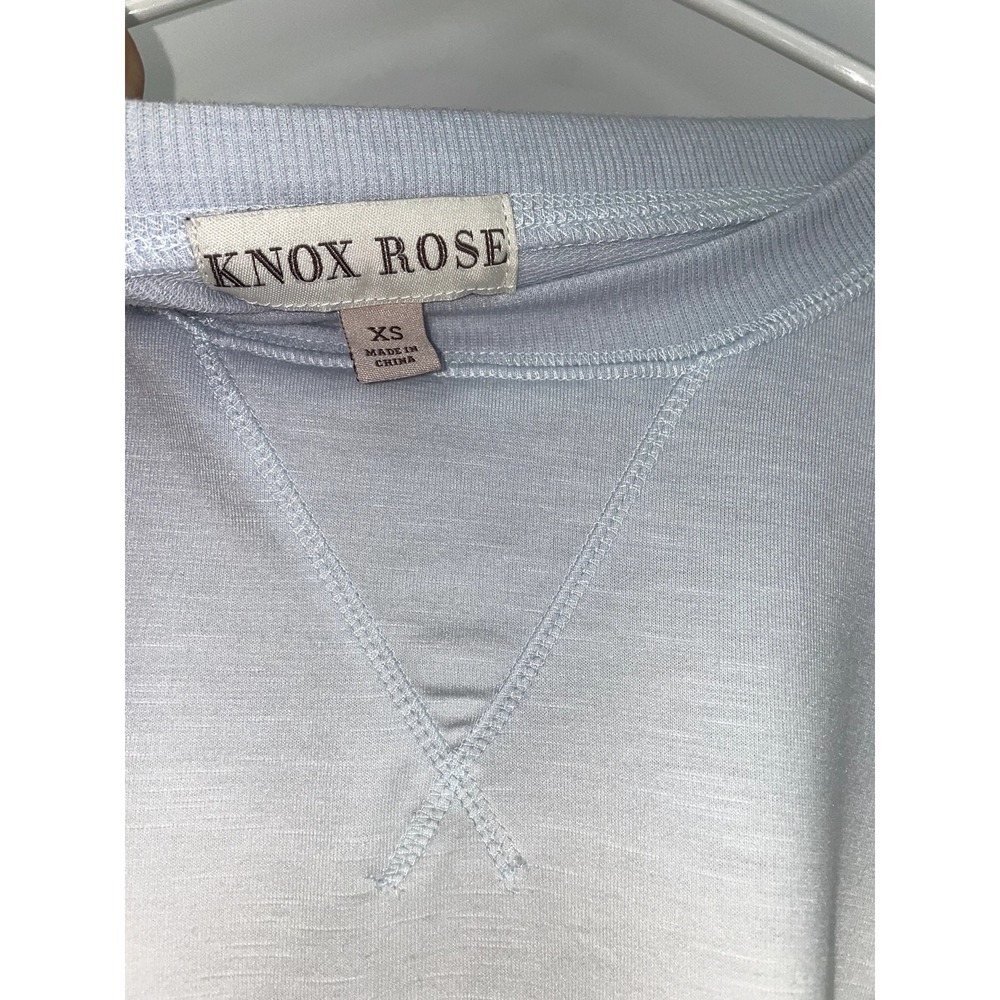 Knox Rose Womens XS Blue White Grey Ombre Long Sleeve Crew Neck Pullover Top - Picture 6 of 12